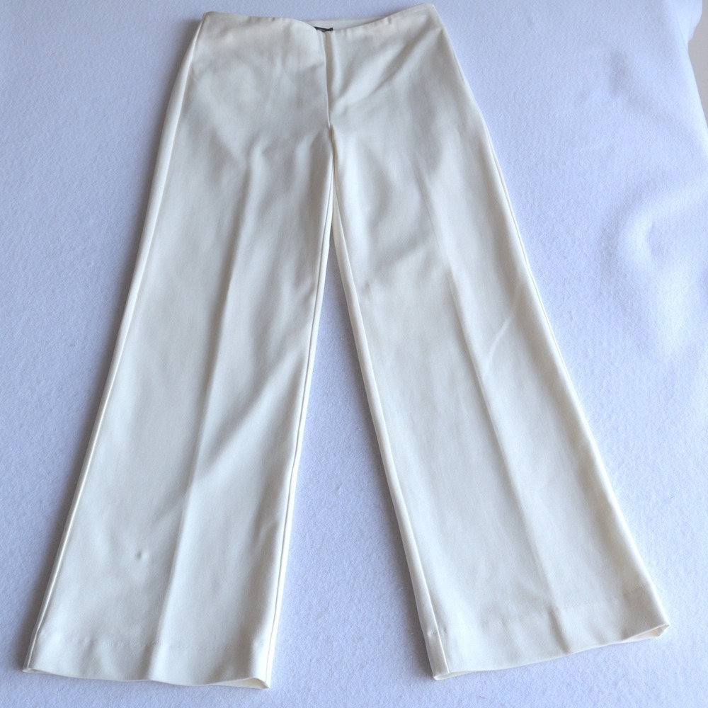 J.McLaughlin Cream Wide Leg Trousers Side Zip Dress Pants Size 4